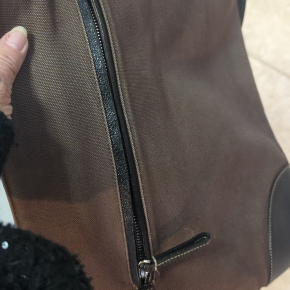 Prada Large Brown canvas/ black leather trimmed Tote Bag - Picture 12 of 16